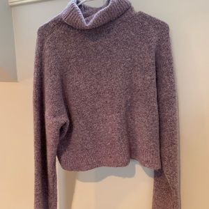 Purple Cropped Cowl Sweater